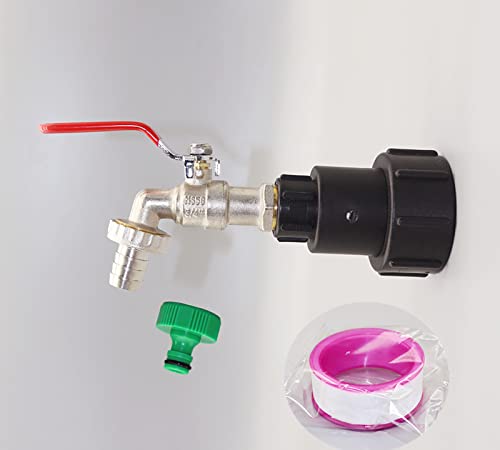 IBC Adapter, 1000L IBC Tank Kugelhahn Universal Wasserhahn Auslaufhahn, S60X6 Grobgewinde Drehbaren Schlauchanschluss Ersatz Für IBC Container Wassertank Regentonne (3/4'' Messing) von TSQZE
