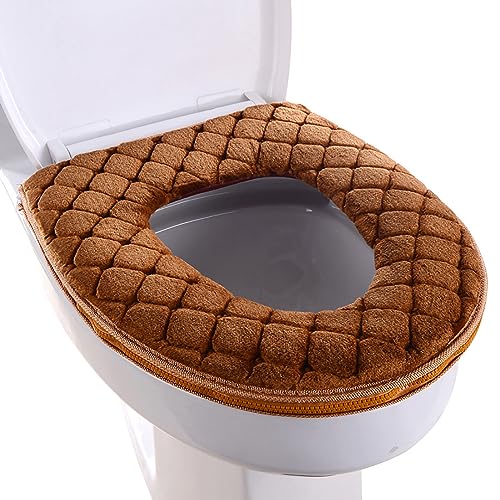 TSQZE WC-Sitzbezug Plüsch Toilettensitzbezug, Universal Verdicken Toilettensitzabdeckung Kissen Pads, Waschbar WC-Sitzwärmer WC Sitz Pad, Wiederverwendbar Warm WC-Sitz Matte Mit Reißverschluss von TSQZE