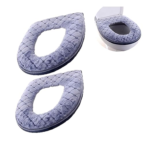 TSQZE WC-Sitzbezug Toilettensitzbezug Universal Verdicken Toilettensitzabdeckung Kissen Pads, Waschbar WC-Sitz-Cover-Pads Mit Reißverschluss Wiederverwendbares Kissen (Gray2pcs) von TSQZE