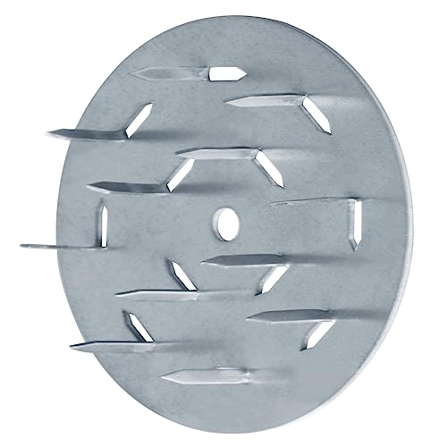 TSSS 20 Stück 100 mm Anti-Split-Platten aus Holz, runde Anti-Split-Nagelplatten, verstärkende Stangenenden, verzinkte Stahloberfläche, Nagelzähne Höhe 1,27 cm, Plattenstärke 1 mm von TSSS