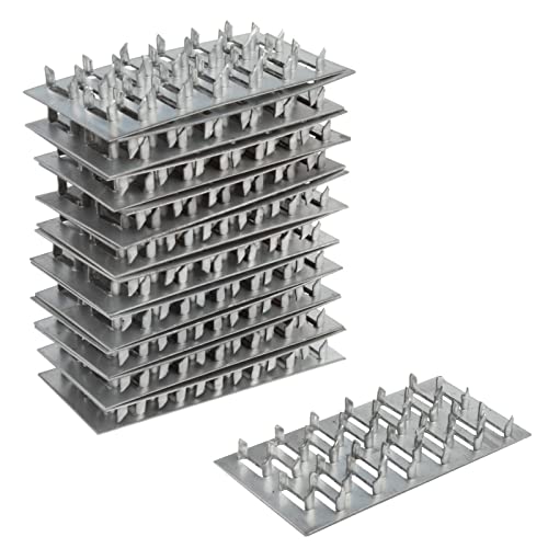 TSSS 20 Stück 100 mm x 50 mm gezackte Flachreparaturplatten Reparaturblech-Klammer, Stahloberfläche verzinkt, Nagelzähne Höhe 8 mm, Stärke 1 mm, für Dacheindeckung Traversen Holz Holzverbinder von TSSS