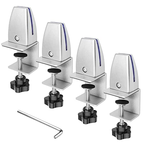 TSSS 4 Stück Schreibtisch Trennwand klemme, Klemmhalter aus Acryl-Kunststoff Clip, Abnehmbar Schutzwand mit Verstellbarer C-Klemmenbasis von TSSS