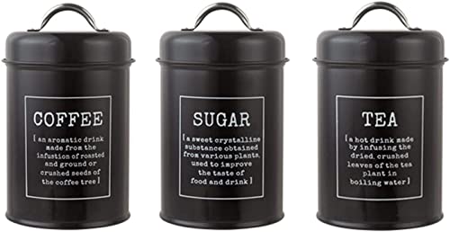 3-teiliges Küchendosen-Set 1200 ml Kaffee-Tee-Zucker Vorratsdose Arbeitsplatten-Veredelung-Black von TSTSM