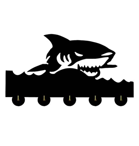 TSTSM Kreative Wandhaken Hai Tier Haken Holz Wand Kleiderhaken Eingang Badezimmer Wandschrank Haken Schwarz von TSTSM