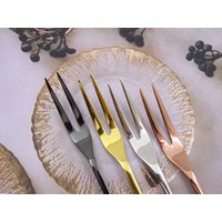 Personalisierte Gravierte Stahl-Aperitif - Und Obst-Gurken-Farbgabeln, Mini-Tisch-Cocktail-Serviergabeln, Zwei Zinken von TSTags