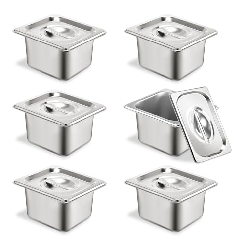 TSUBOR 6 Stück 1/6 Größe, 10,2 cm tiefe Hotelpfannen von TSUBOR