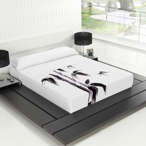TSUKI Bettlaken, Weiß, Violett, für Betten mit 180 cm Breite von TSUKI