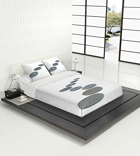 TSUKI Doro Bettbezug, Baumwolle, weiß, grau, Bett 105 cm, 1400 von TSUKI
