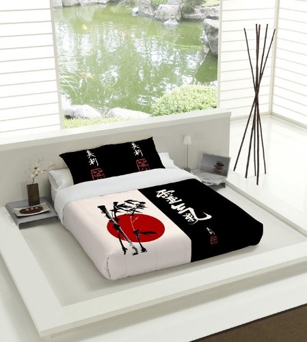 Tsuki Nagasaki Bettbezug, Baumwolle, Weiß/Schwarz, Bett 105 cm von TSUKI