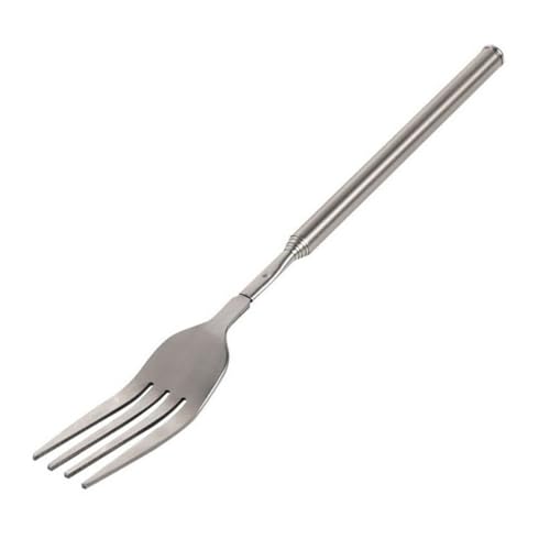 TSUOUKL 1 stück Teleskopgabel,22-64cm Edelstahl Lange Teleskop Gabel Ausziehbare Gabel Grillgabel Lange Griff Gabel für Besteck Dessertgabel von TSUOUKL