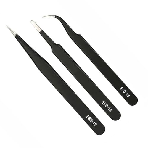 TSUOUKL Precision Tweezers Set, Feinmechanik Set mit 3 Präzisions-Pinzetten zum Reparieren von elektronischen Geräten wie Smartphone von TSUOUKL