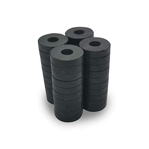 TSUYA 40 Stück 21 mm runde Ferritmagnete für Bastelarbeiten und wissenschaftliche Projekte, mit Mittellochung von TSUYA