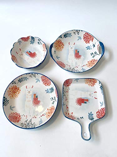 YIHANSS Nordic Cartoon Keramik Geschirr Suppe Platte Backplatte Frühstück Platte Salat Schüssel Fisch Platte Haushalt Set Alpaka-Optional Artikel 1 von TSVSSGFU(売店)
