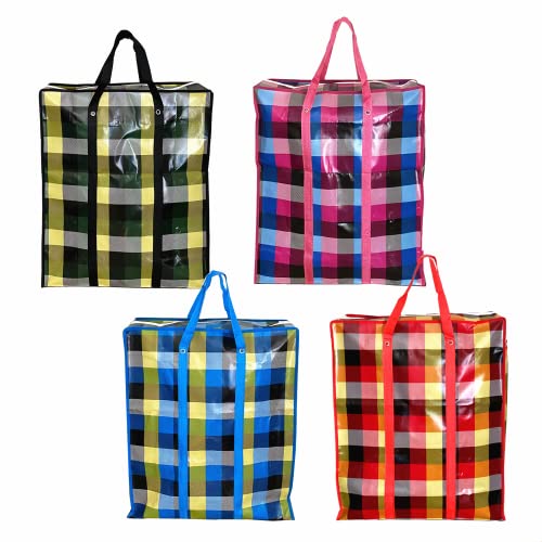 Set mit 4 extra großen, wiederverwendbaren, unzerbrechlichen Hartplastik-Wäschesäcken mit Reißverschluss und Griffen für Reisen, Größe: (71.1x58.4x24.1 cm),Farben können variieren. Variieren von TSY TOOL