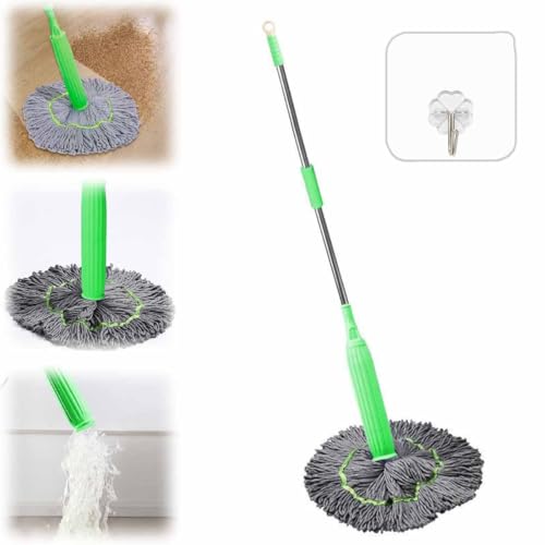 2 In 1 Dehydrated Mop,Self-Wringing Twist Mops for Floor Cleaning,Floor Spin Mop System with Wringer Set,Wet and Dry,360 Degree Spin Round Wall Cleaning Mop for Bathroom Floor Wall Bed von TSYIDUI