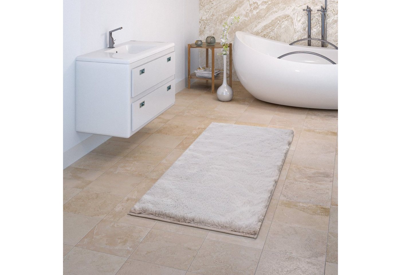 Badematte Badezimmerteppich Duschvorleger Badvorleger Fußmatte Weich TT Home, Höhe 22 mm, 100% Polyester, Läufer von TT Home