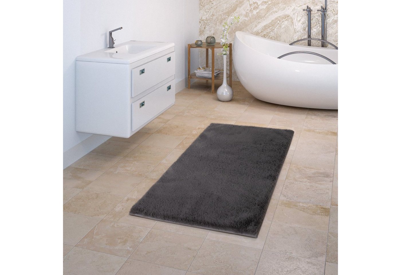 Badematte Badezimmerteppich Duschvorleger Badvorleger Fußmatte Weich TT Home, Höhe 22 mm, 100% Polyester, Läufer von TT Home