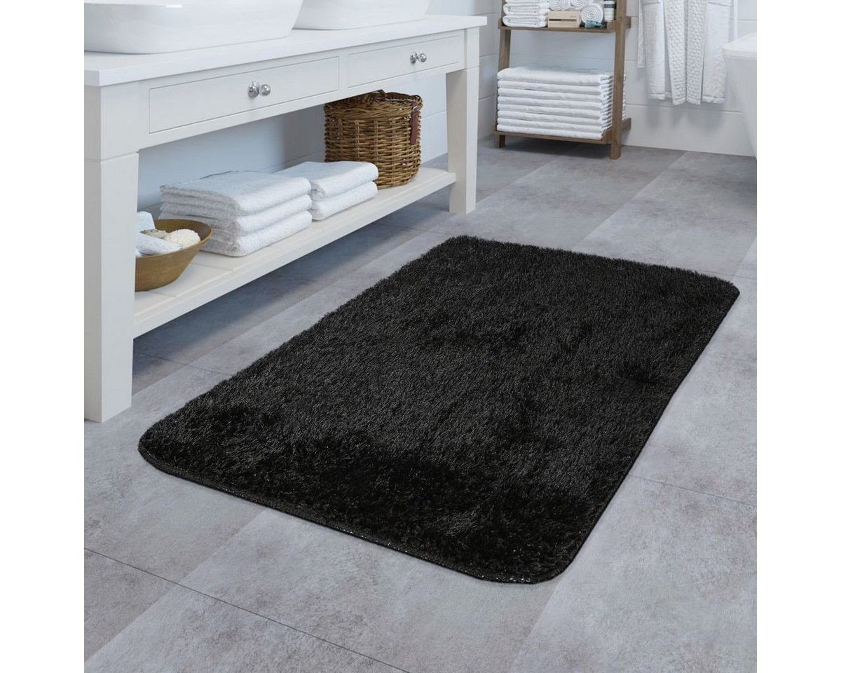 Badematte Hochflor Badematte Einfarbig Moderner Rutschfester Badezimmerteppich TT Home, Höhe 25 mm, 100% Polyester, Läufer von TT Home