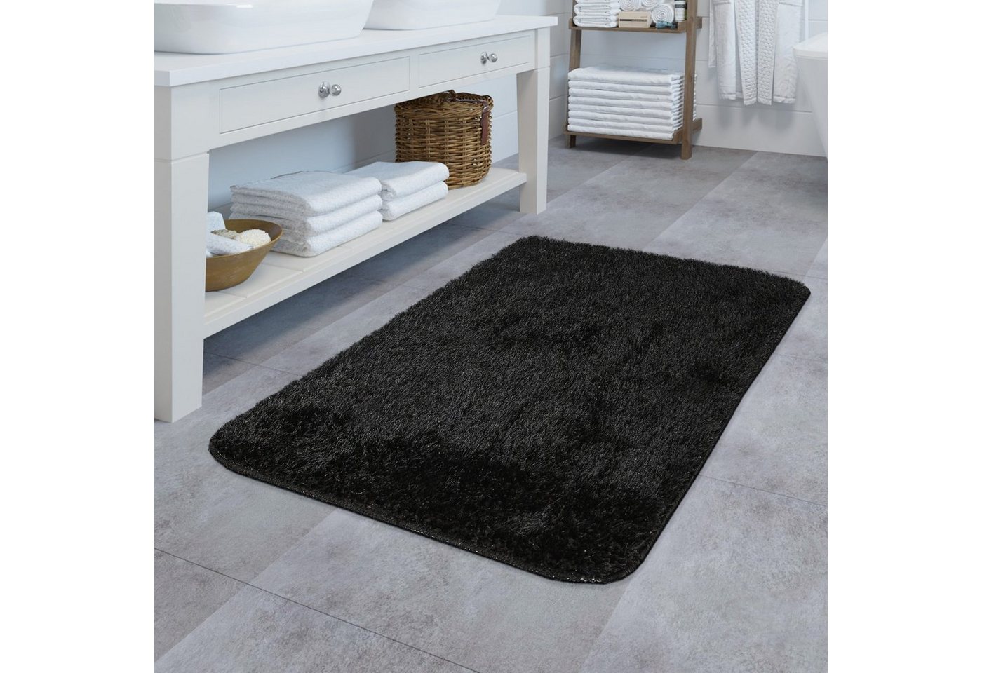 Badematte Hochflor Badematte Kuschelig Einfarbig Rutschfest Badezimmer TT Home, Höhe 25 mm, 100% Polyester, Läufer von TT Home