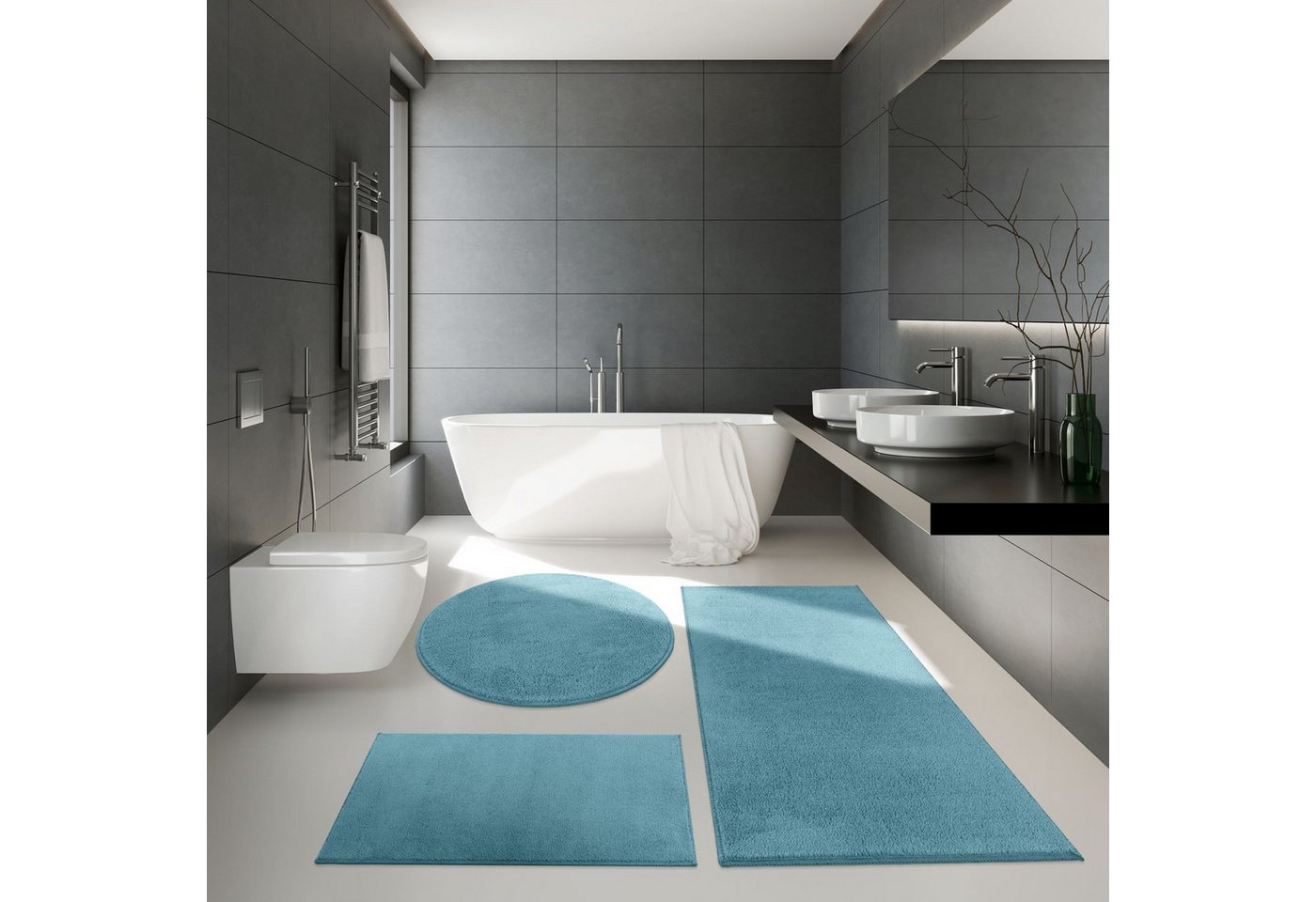 Badematte Badezimmer Teppich Hochflor Badematte Modern Kuschelig TT Home, Höhe 10 mm, 100% Polyester, Läufer von TT Home