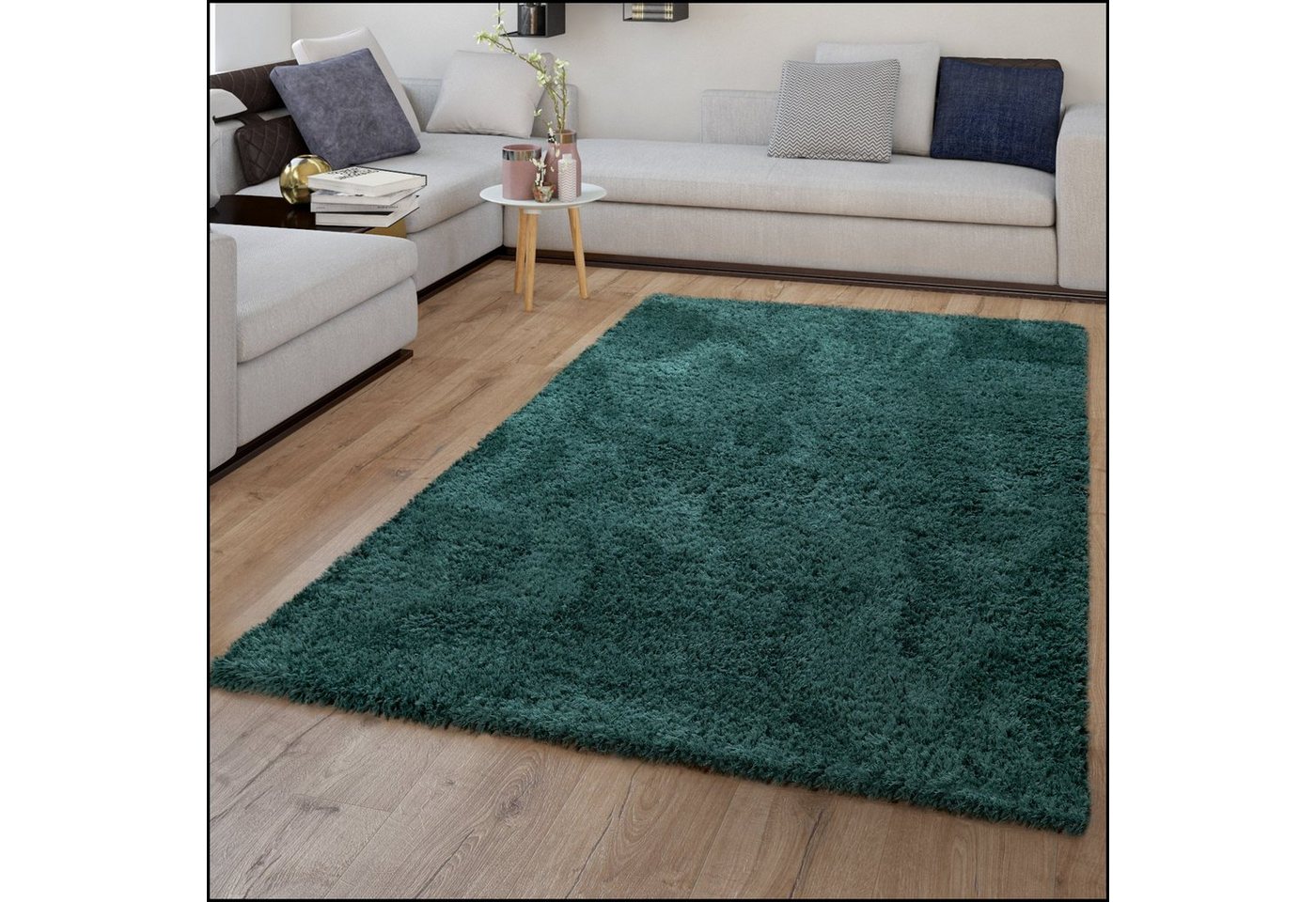 Hochflor-Teppich Teppich Wohnzimmer Hochflor Einfarbiges Design Modern Flauschig, TT Home, Läufer, Höhe: 44 mm von TT Home