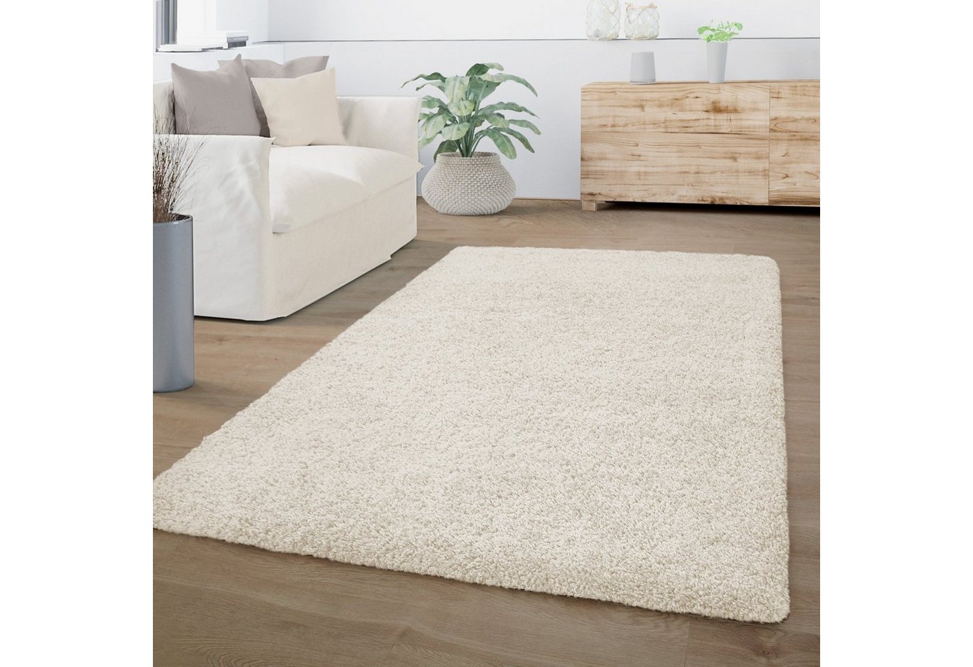 Hochflor-Teppich Teppich Wohnzimmer Hochflor Langflor Einfarbiges Modern, TT Home, Läufer, Höhe: 49 mm von TT Home