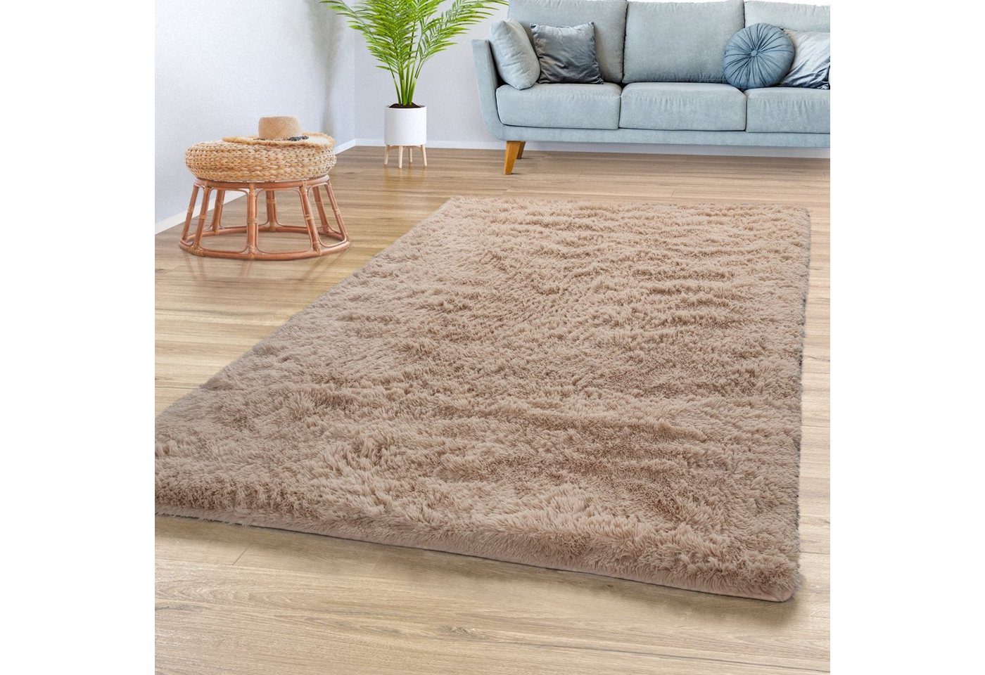 Hochflor-Teppich Teppich Wohnzimmer Hochflor Langflor Shaggy Weich, TT Home, Läufer, Höhe: 37 mm von TT Home