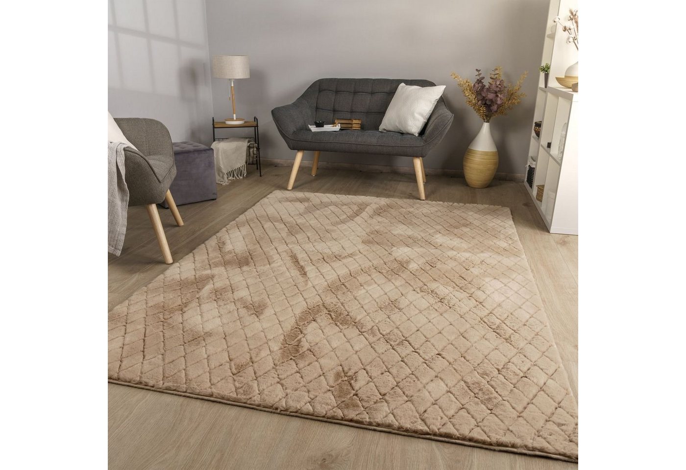 Hochflor-Teppich Wohnzimmer Esszimmer Schlafzimmer Flauschig Weich, TT Home, Läufer, Höhe: 26 mm von TT Home