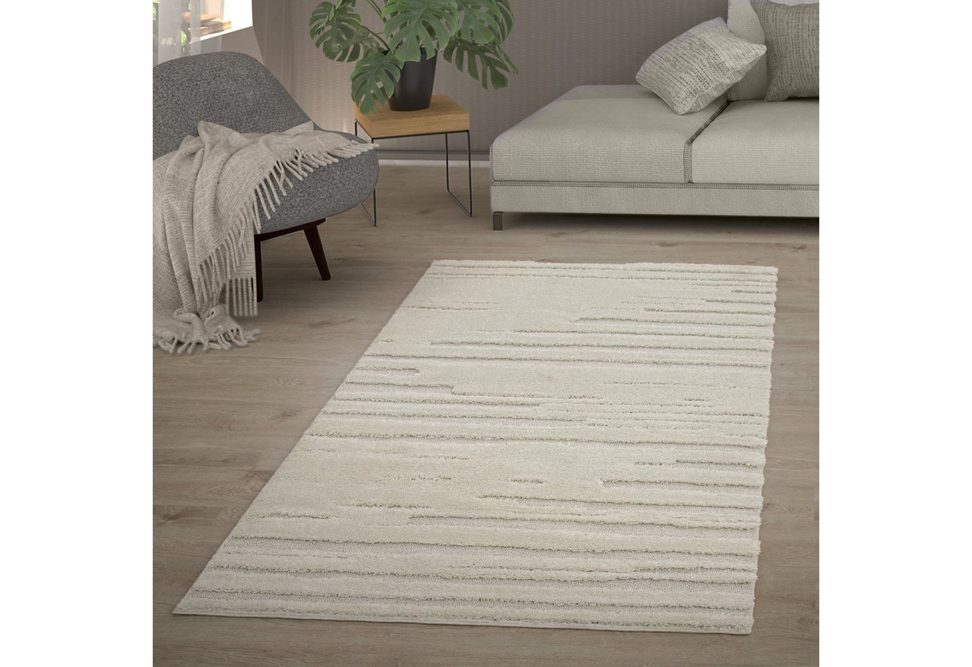 Hochflor-Teppich Wohnzimmer Teppich Hochflor Langflor Schlafzimmer Boho, TT Home, Läufer, Höhe: 34 mm von TT Home