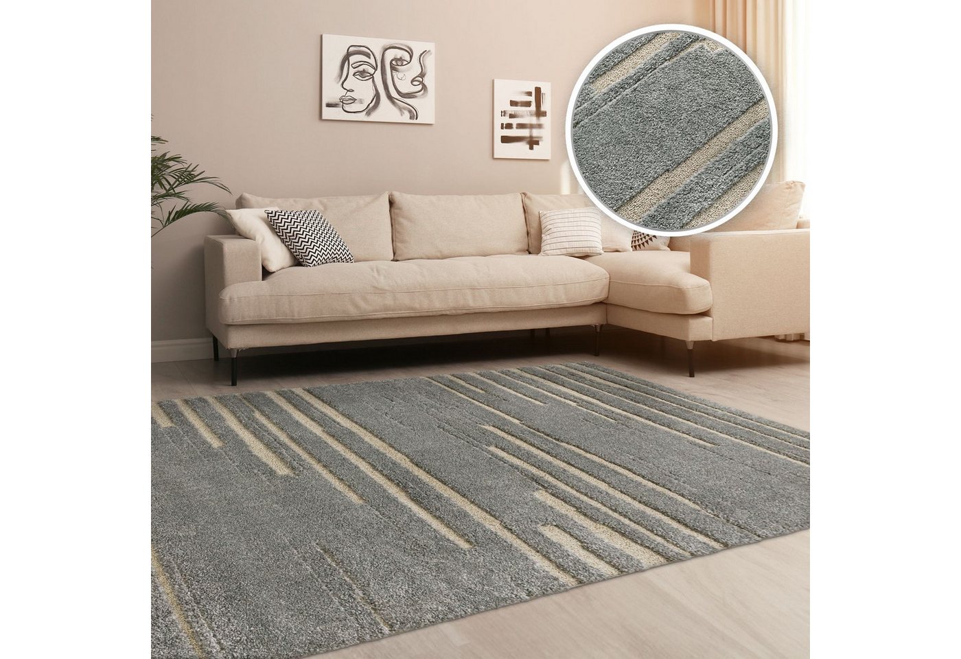 Hochflor-Teppich Wohnzimmer Teppich Hochflor Langflor Schlafzimmer Boho, TT Home, Läufer, Höhe: 34 mm von TT Home