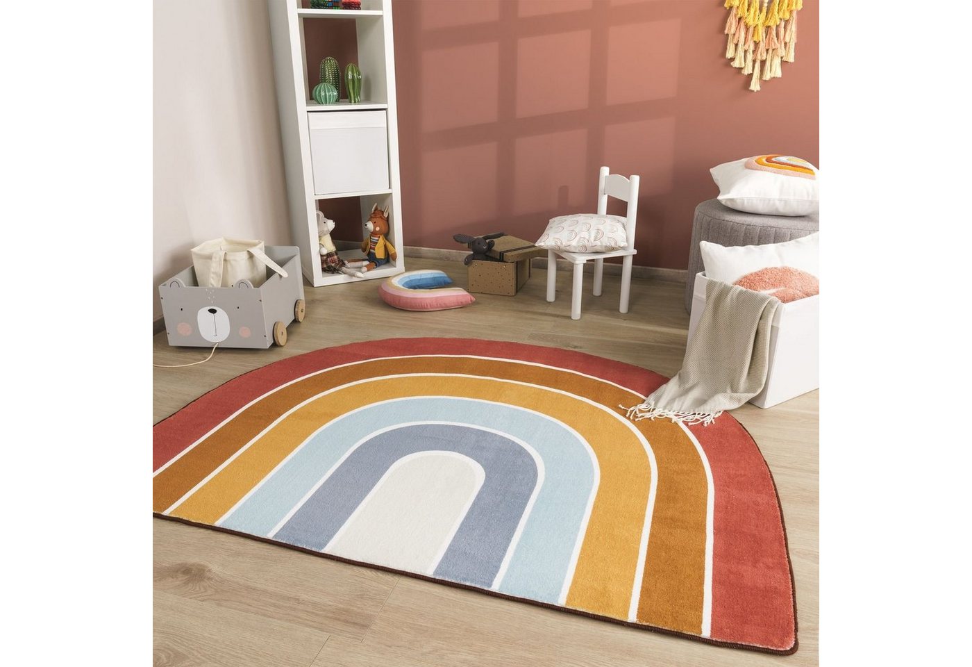 Kinderteppich Kinderzimmer Babyzimmer Teppich Rund Waschbar, TT Home, halbrund, Höhe: 12 mm von TT Home