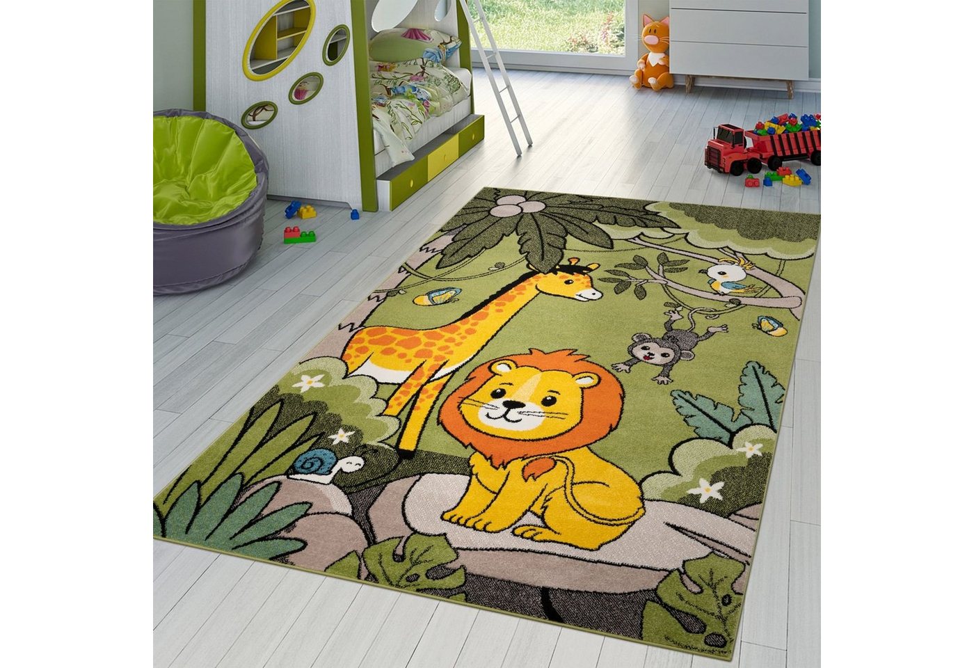 Kinderteppich Moderner Kinderzimmer Teppich Zoo Tiere Elefant, TT Home, rechteckig, Höhe: 13 mm von TT Home