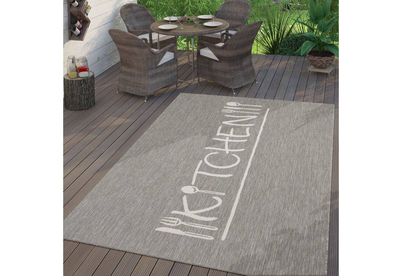 Outdoorteppich In-& Outdoorteppich Gartenteppich Wetterfest Terrasse Küche, TT Home, Läufer, Höhe: 4 mm von TT Home