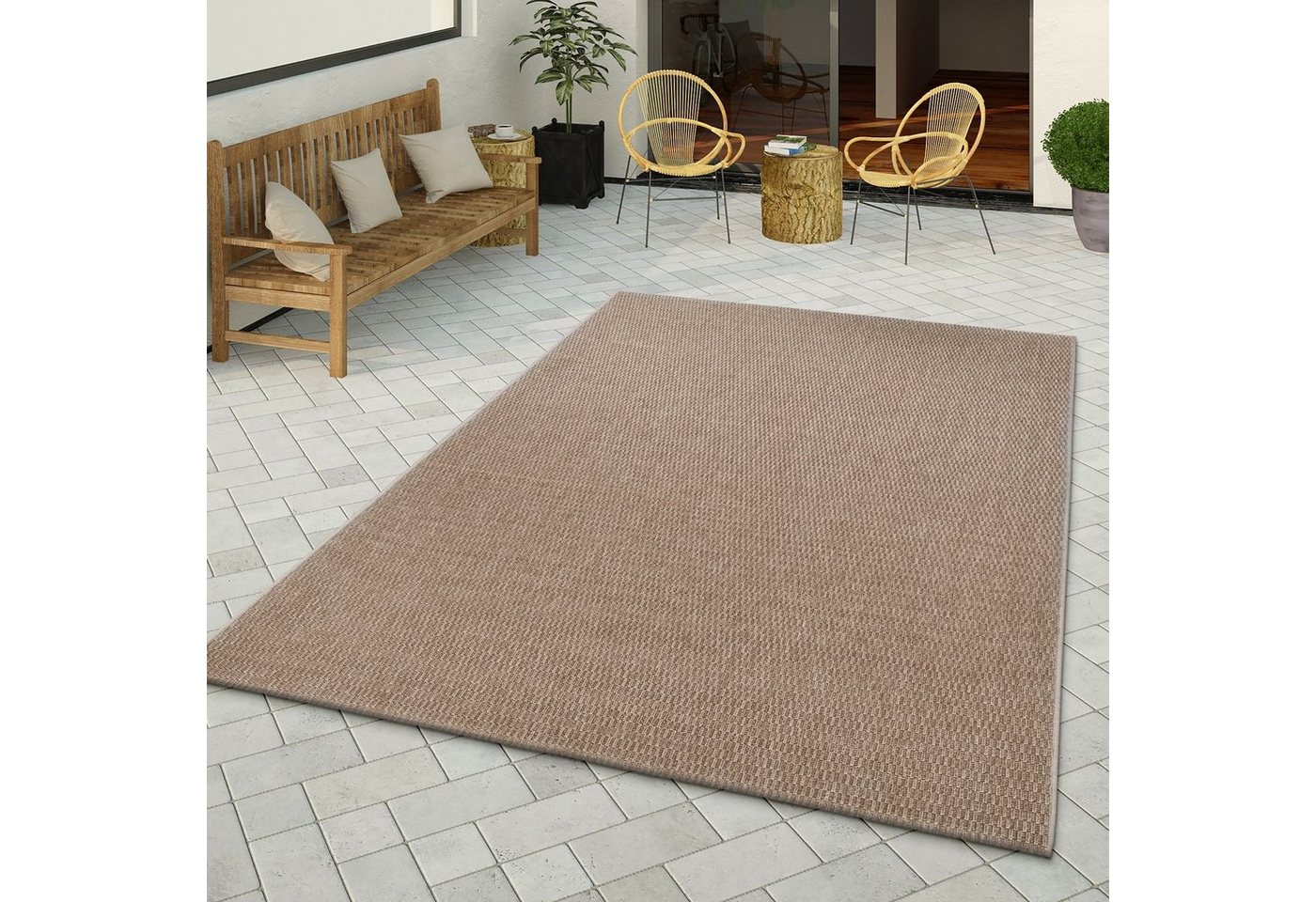 Outdoorteppich In-& Outdoorteppich Sisal Wetterfest Garten Küche, TT Home, Läufer, Höhe: 4 mm von TT Home