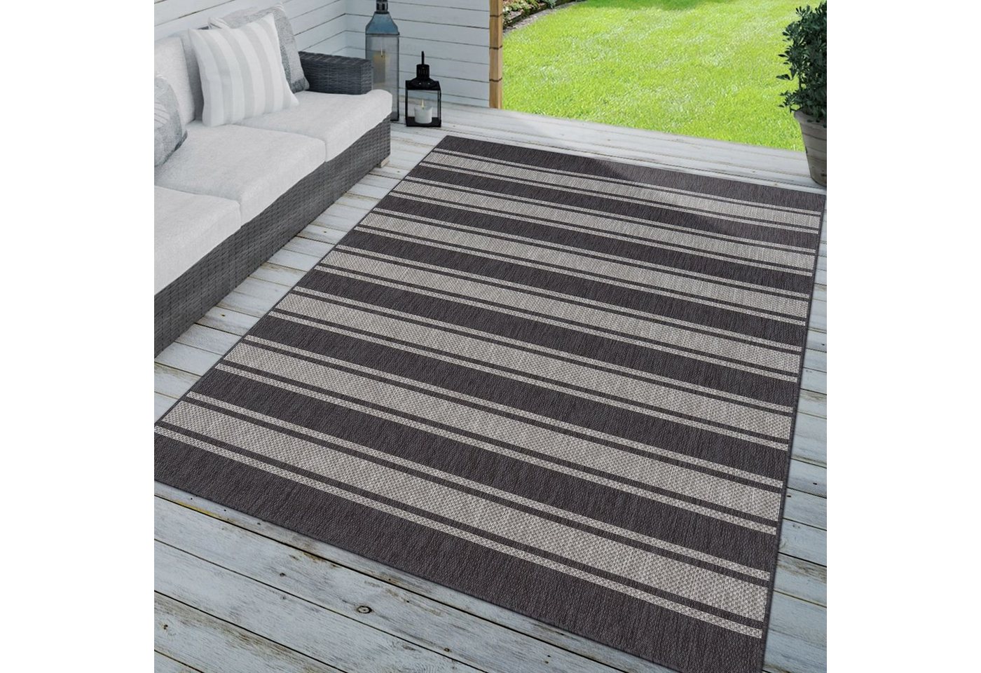 Outdoorteppich In-& Outdoorteppich Wetterfest Terrasse Geometrisches Design, TT Home, Läufer, Höhe: 4 mm von TT Home