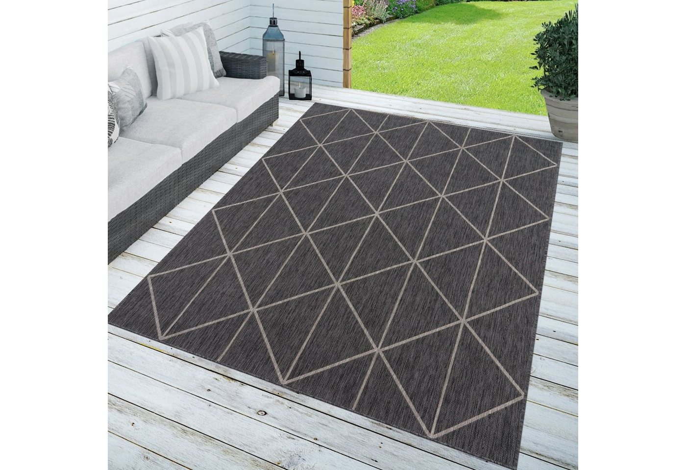 Outdoorteppich In-& Outdoorteppich Wetterfest Terrasse Küche Geometrisch, TT Home, rechteckig, Höhe: 4 mm von TT Home