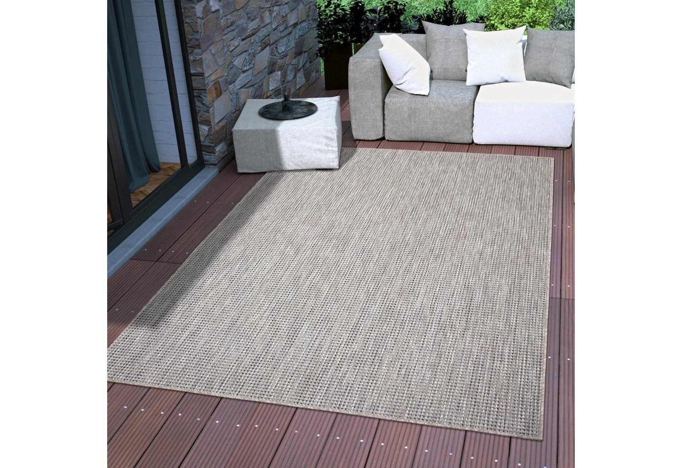 Outdoorteppich In-& Outdoorteppich Wetterfest Terrasse Meliert Modern, TT Home, Läufer, Höhe: 4 mm von TT Home