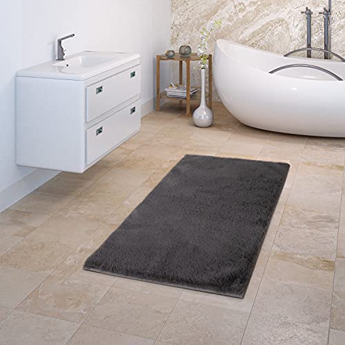 TT Home Badematte Badezimmerteppich Duschvorleger Weich Einfarbiges Muster, Farbe: Anthrazit, Größe:80x150 cm von TT Home