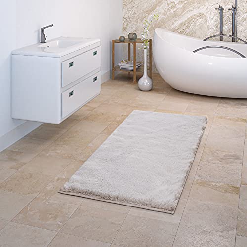 TT Home Badematte Badezimmerteppich Duschvorleger Weich Einfarbiges Muster, Farbe: Grau, Größe:80x150 cm von TT Home