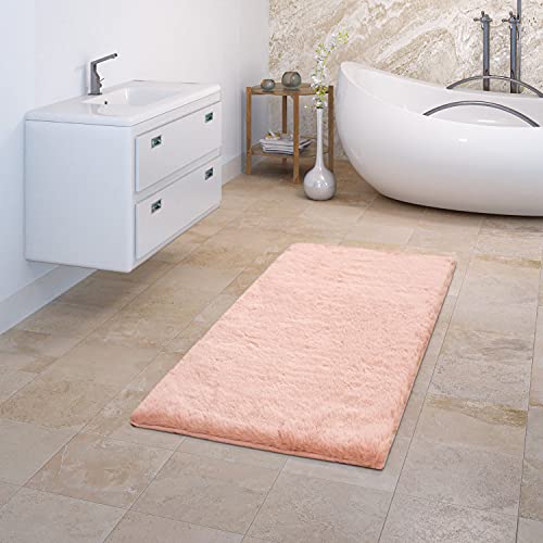 TT Home Badematte Badezimmerteppich Duschvorleger Weich Einfarbiges Muster, Farbe: Rose, Größe:80x150 cm von TT Home