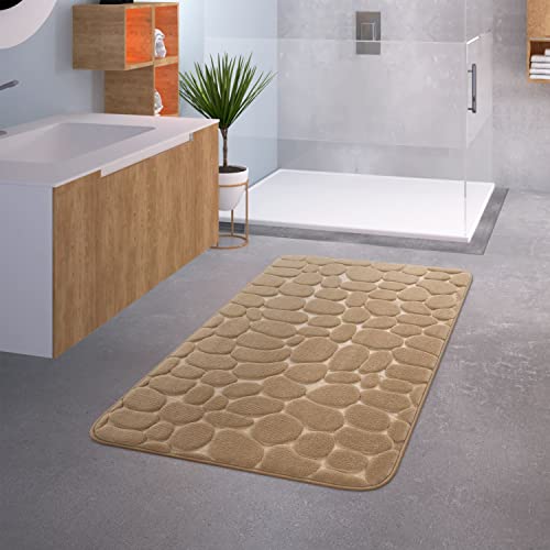 TT Home Badezimmer Badematte Duschmatte rutschfest Waschbar Memory Schaum Stein Muster, Farbe: Beige 5, Größe:60x100 cm von TT Home
