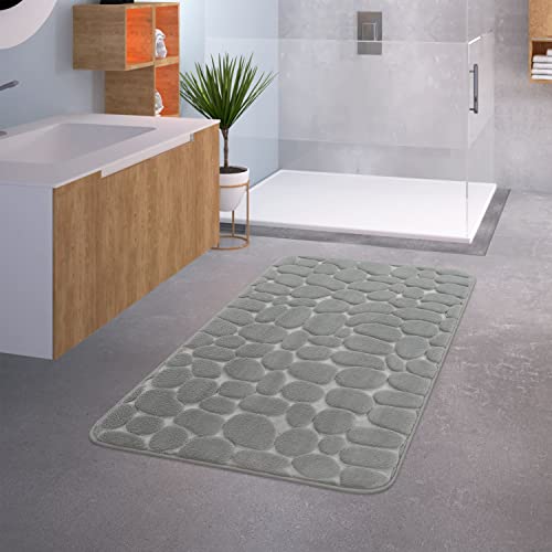 TT Home Badezimmer Badematte Duschmatte rutschfest Waschbar Memory Schaum Stein Muster, Farbe: Grau 5, Größe:65x120 cm von TT Home