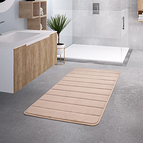 TT Home Badezimmer Badematte Duschmatte rutschfest Waschbar Memory Schaum Stein Muster, Farbe:Beige, Größe:65x120 cm von TT Home
