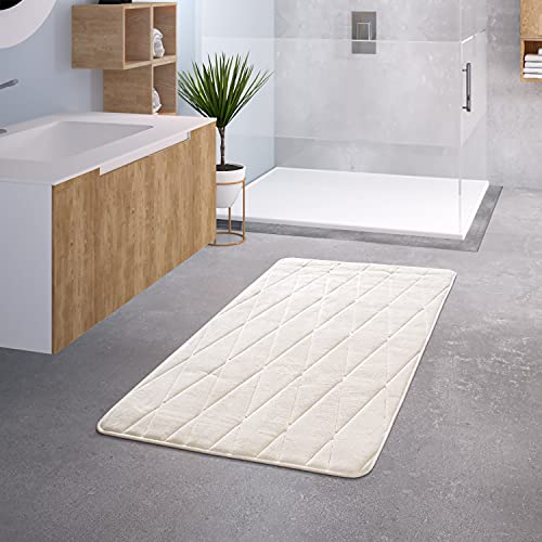 TT Home Badezimmer Badematte Duschmatte rutschfest Waschbar Memory Schaum Stein Muster, Farbe:Creme 2, Größe:50x80 cm von TT Home