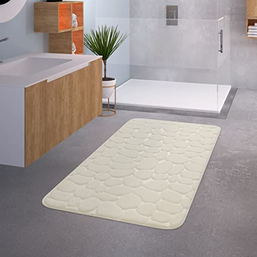 TT Home Badezimmer Badematte Duschmatte rutschfest Waschbar Memory Schaum Stein Muster, Farbe:Creme 5, Größe:50x80 cm von TT Home