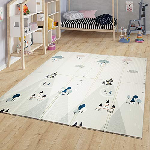 TT Home Faltbare Kinder Matte Spielmatte Baby Krabbelmatte Abwischbar ABC Wendbar, Farbe:Weiß, Größe:180x200 cm von TT Home