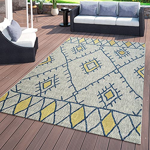 TT Home Flachgewebter In- & Outdoor Teppich Ethno Abstraktes Geometrisches Design Gelb, Größe:200x280 cm von TT Home