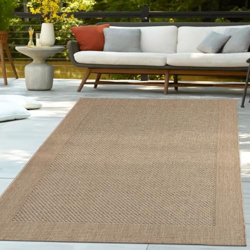 TT Home Flachgewebter In- & Outdoor Teppich Natürlicher Look Sisal Optik Beige Modern, Größe:80x150 cm von TT Home