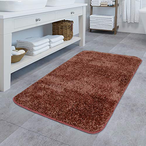 TT Home Hochflor Badematte Einfarbig Moderner Rutschfester Badezimmerteppich In Braun, Größe:Ø 80 cm Rund von TT Home