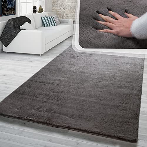 TT Home Hochflor Teppich Schlafzimmer Kunstfell Flauschig Kaninchenfell Imitat, Farbe: Anthrazit Charcoal, Größe:140x200 cm TT Home Hochflor Teppich Schlafzimmer Kunstfell Flauschig Kaninchenfell Imitat, Farbe: Anthrazit Charcoal, Größe:140x200 cm von TT Home